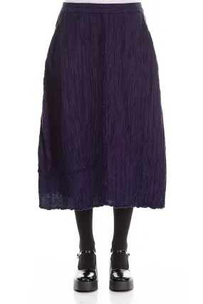 Minimal Touch Crinkled Royal Purple Silk Linen Skirt