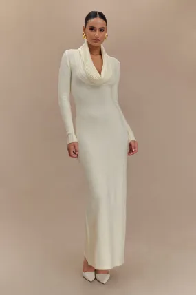 Alessandra Reversible Knit Maxi Dress - Ivory Marle Clean Fit