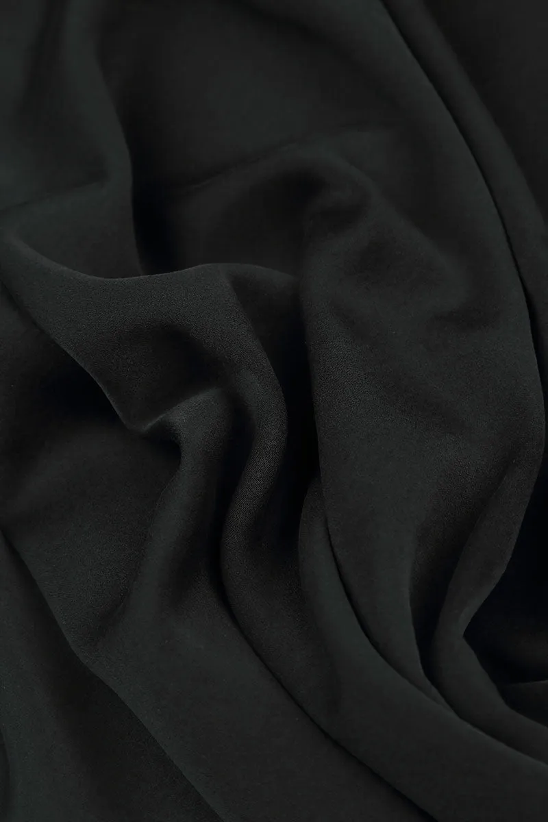 Stylish Look Straight Black Silk Trousers