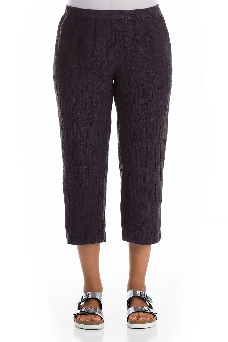 Air Circulation Cropped Amethyst M??lange Linen Trousers