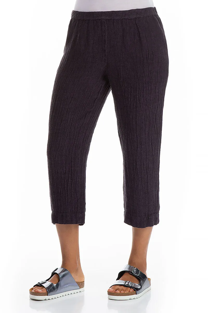 Durable Hem Cropped Amethyst M??lange Linen Trousers