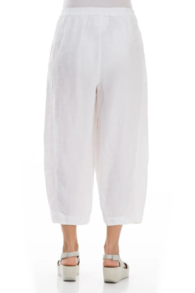 soft fit Commuter Ready Cropped Loose White Linen Trousers