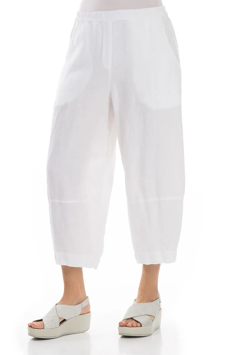 AbrasionResistantFabric Cropped Loose White Linen Trousers