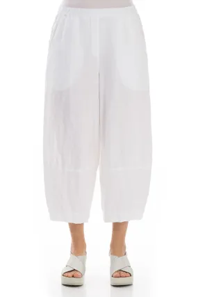 Cropped Loose White Linen Trousers Workout Ready HighRiseWaist