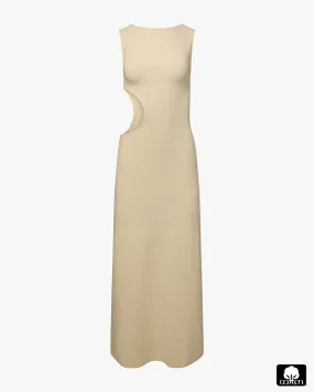 Smooth Outline Cut Out Boat Neck Dress