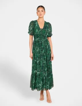 Izmir Tie Front Maxi Dress Whimsical Mood Vibrant patterned dress