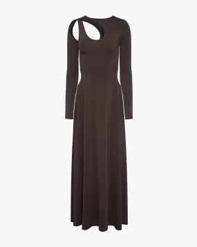 Cut Out Long Sleeve Maxi Dress Pure Fabric