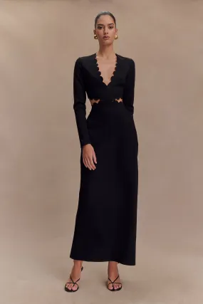Timeless Style Cynthia Scalloped Halter Maxi Dress - Black