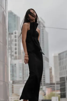Weekend Ready Cyrill Strapless Satin Structured Maxi Dress - Black
