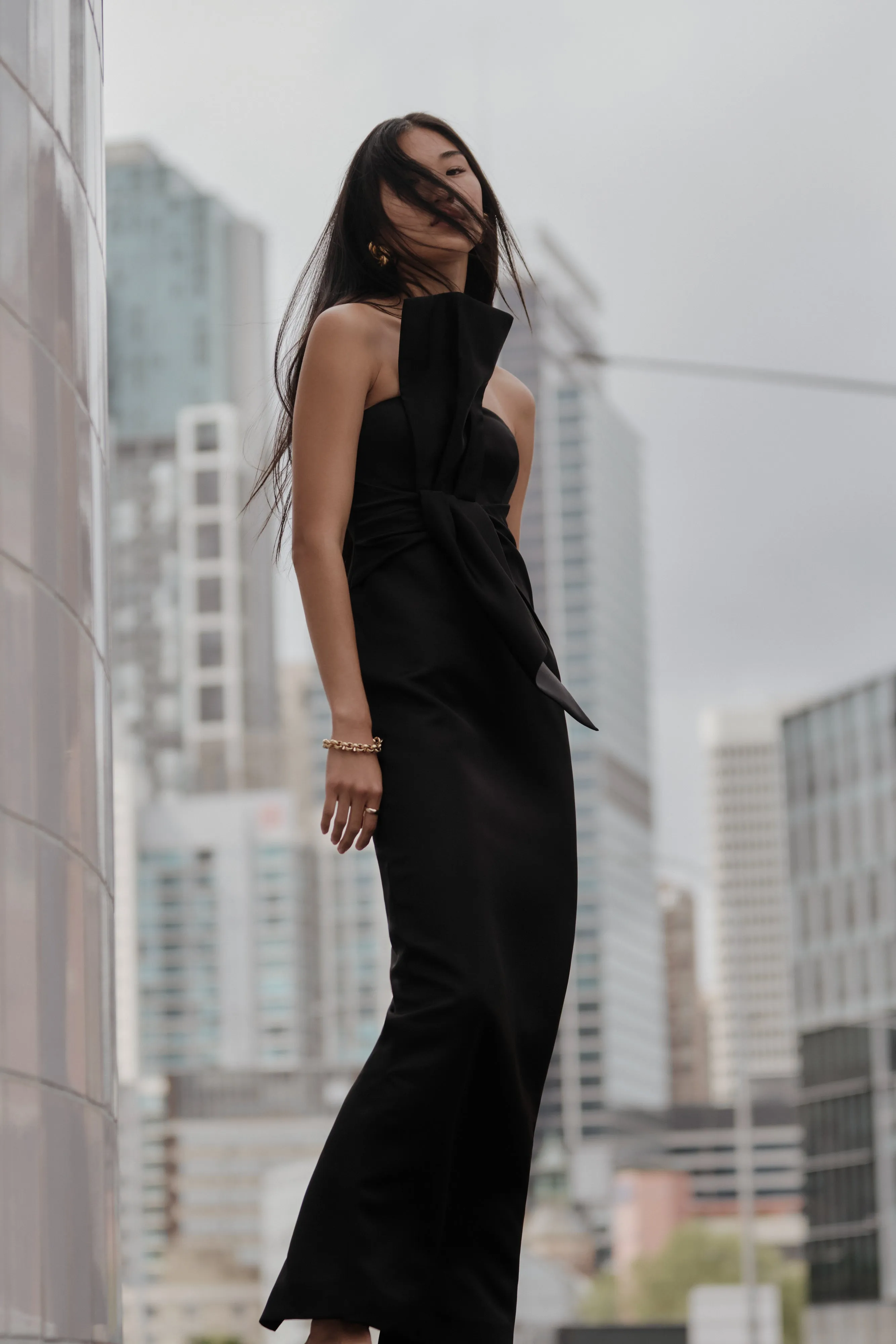 Weekend Ready Cyrill Strapless Satin Structured Maxi Dress - Black