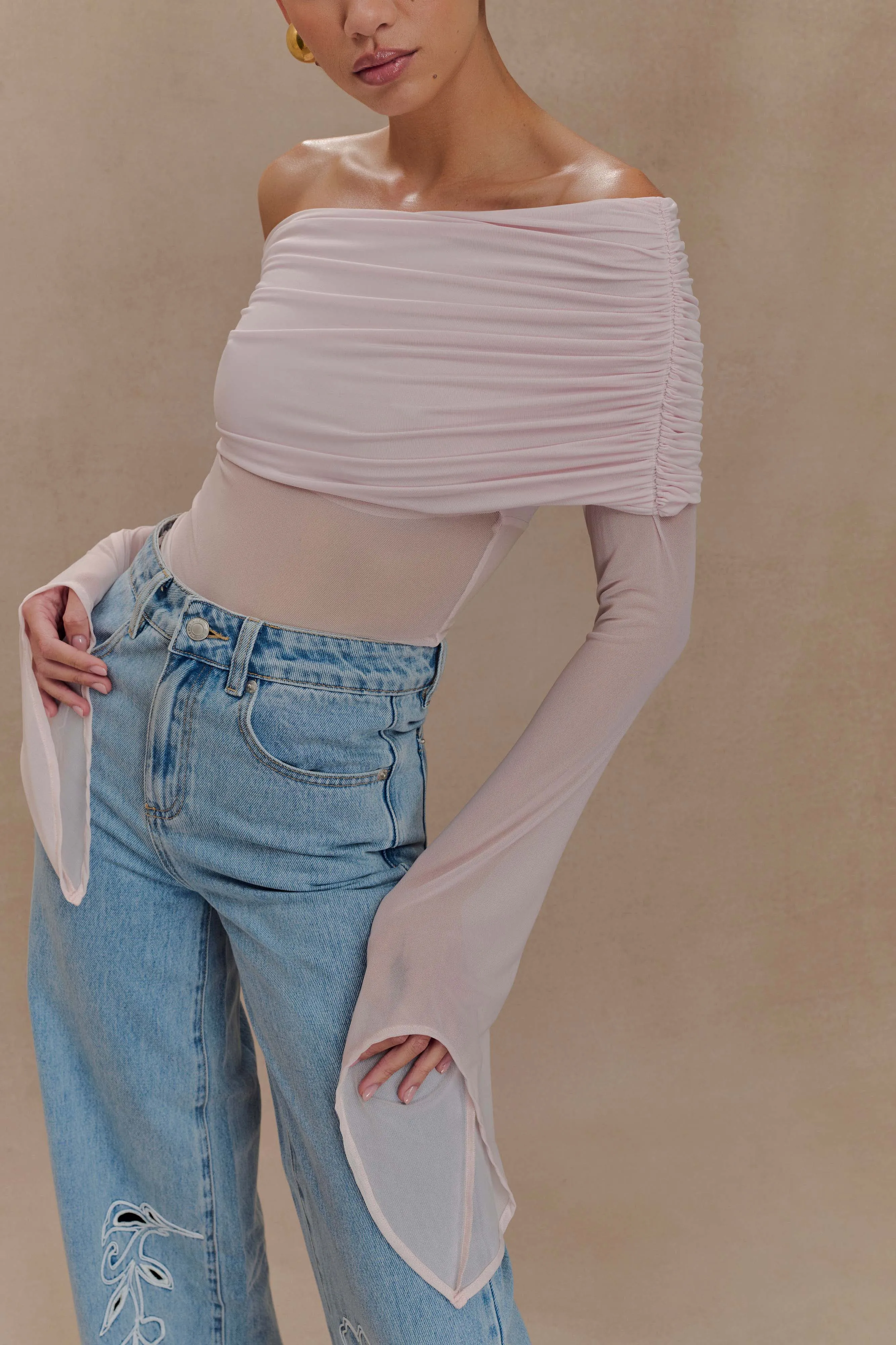 Dahlia One Shoulder Top - Pale Pink VentilatedBack
