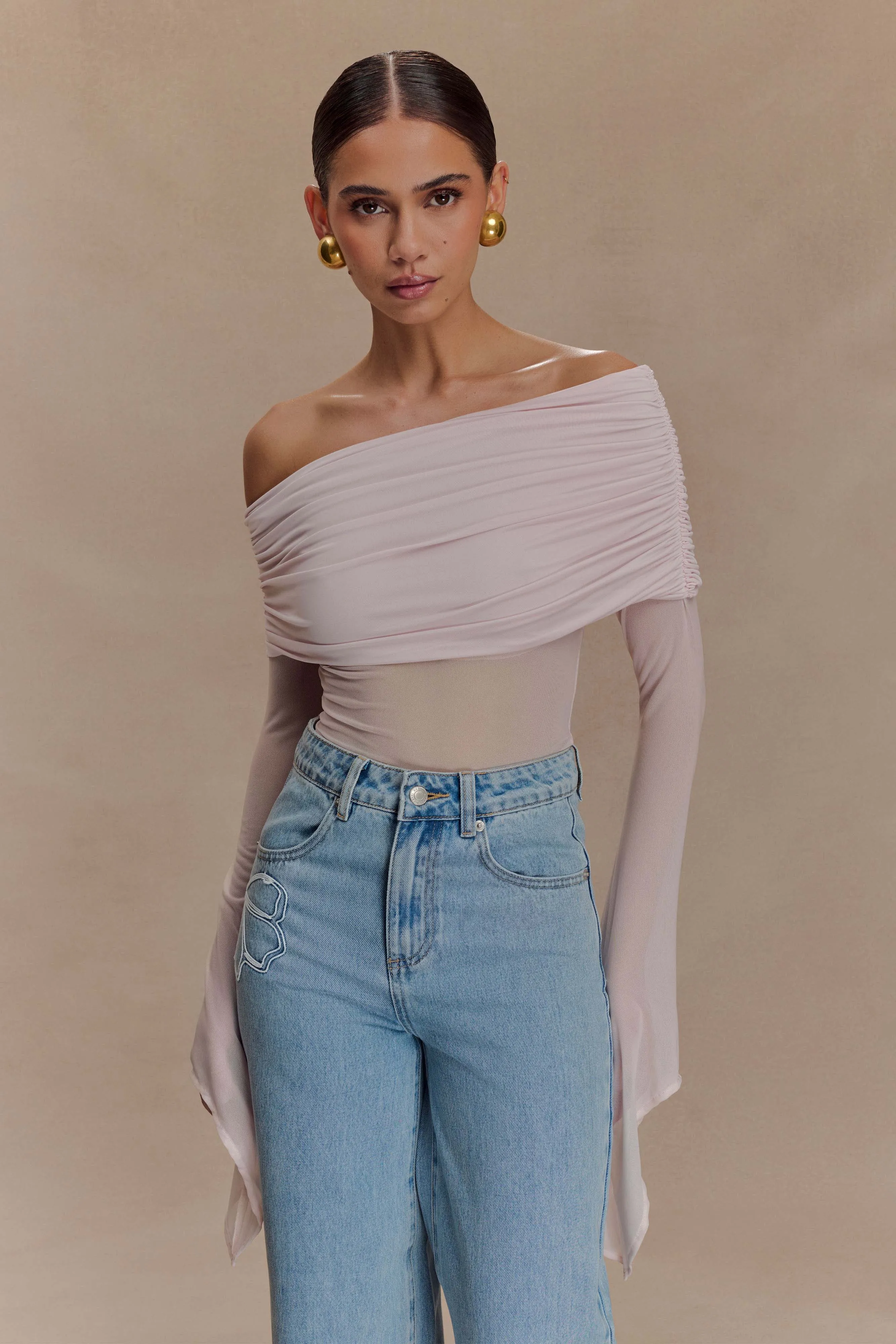 Dahlia One Shoulder Top - Pale Pink BoxySilhouette