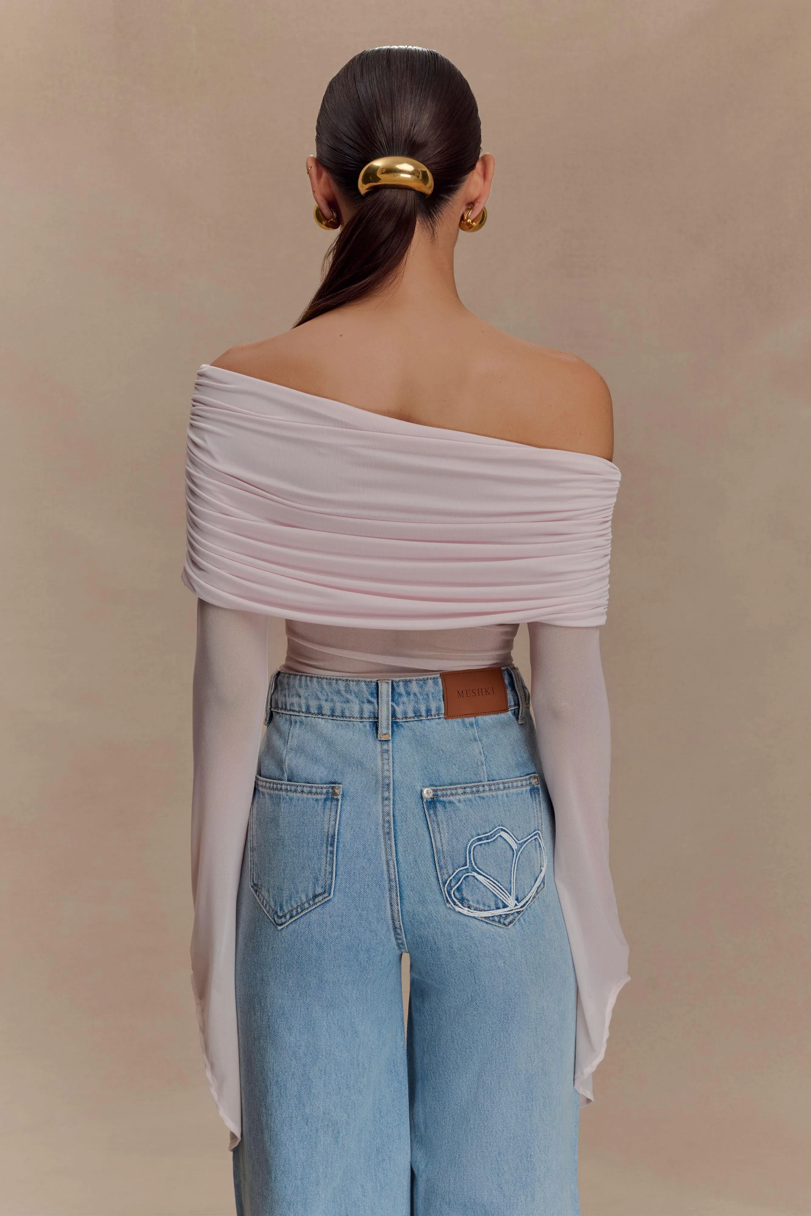 Layered Panel Construction Dahlia One Shoulder Top - Pale Pink