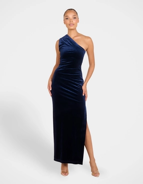 Daina One Shoulder Velvet Gown Cool Layers