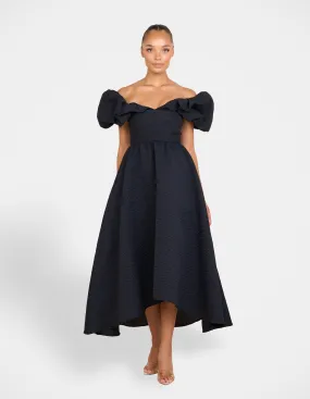 Smooth Look Asymmetric-Neck Dalia Off Shoulder A-line Dress