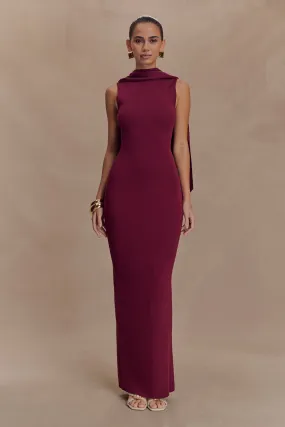 Darby Knit Scarf Maxi Dress - Merlot Business casual