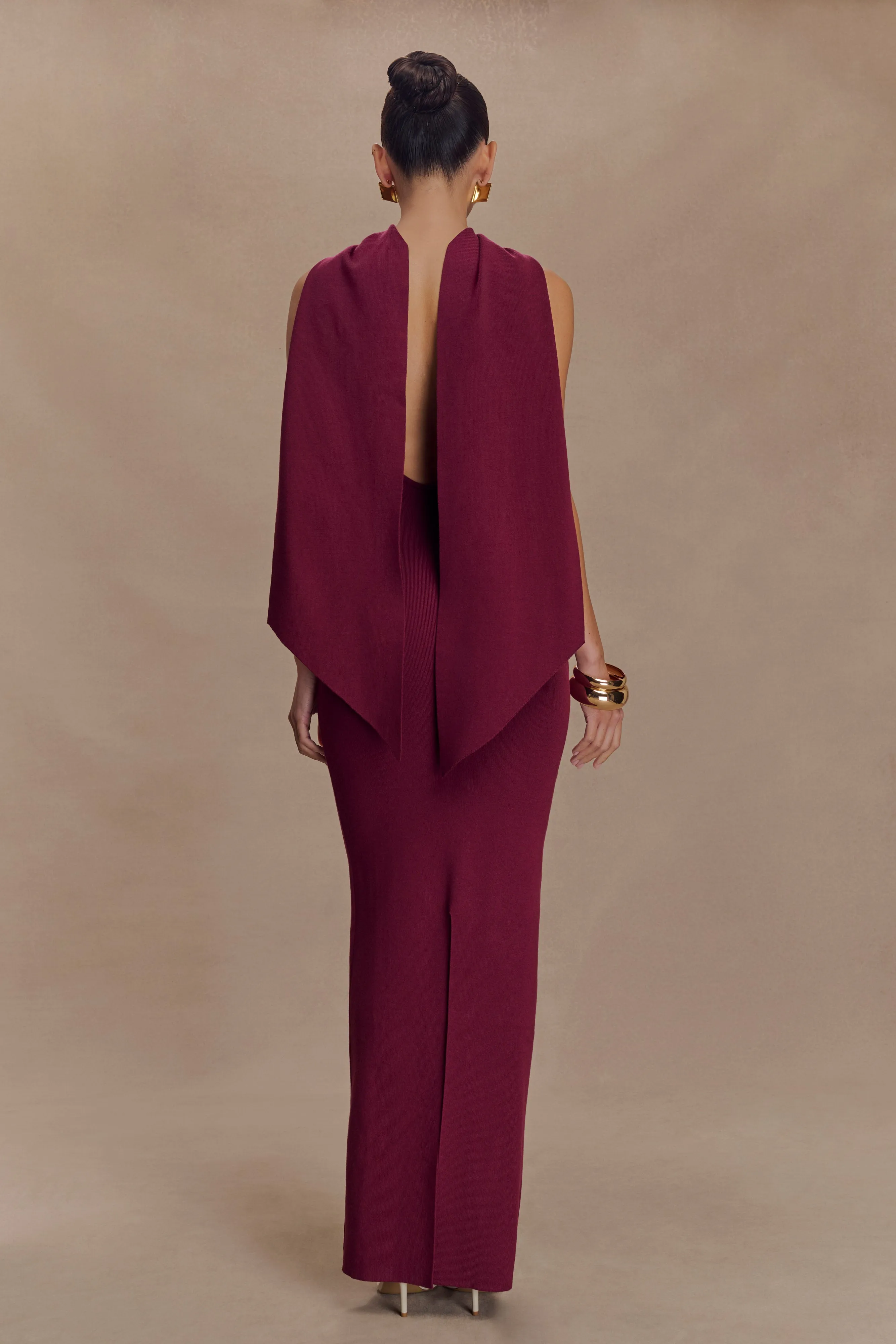 Darby Knit Scarf Maxi Dress - Merlot Coffee Break