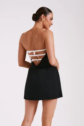 Neeka Strapless Bow Back Mini Dress - Black Functional-Design