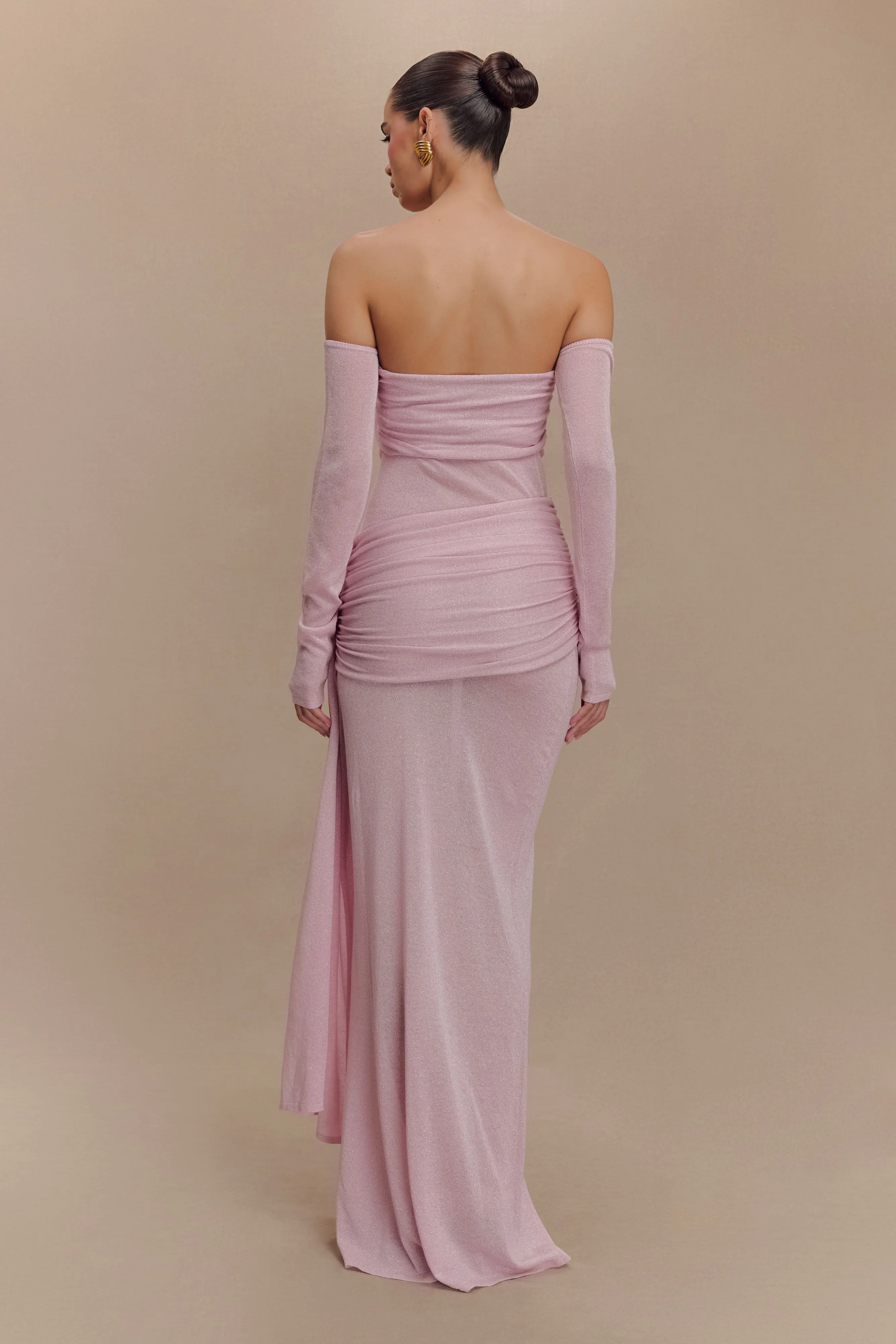 Ingrid Metallic Knit Maxi Dress - Baby Pink Day Love