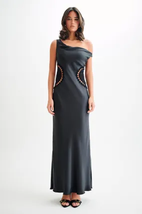 Balanced Look Kristina Satin Maxi Dress With Crochet - Black