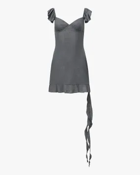 Asymmetrical Lace Mini Dress Warm Soft Light Fit