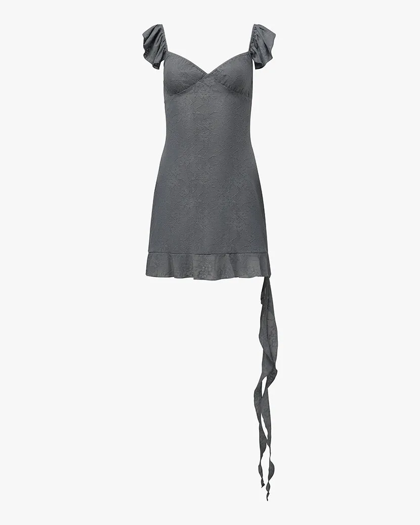 Asymmetrical Lace Mini Dress Warm Soft Light Fit