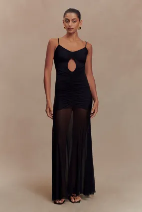 Airy Fabric Delaney Slinky And Mesh Maxi Dress - Black