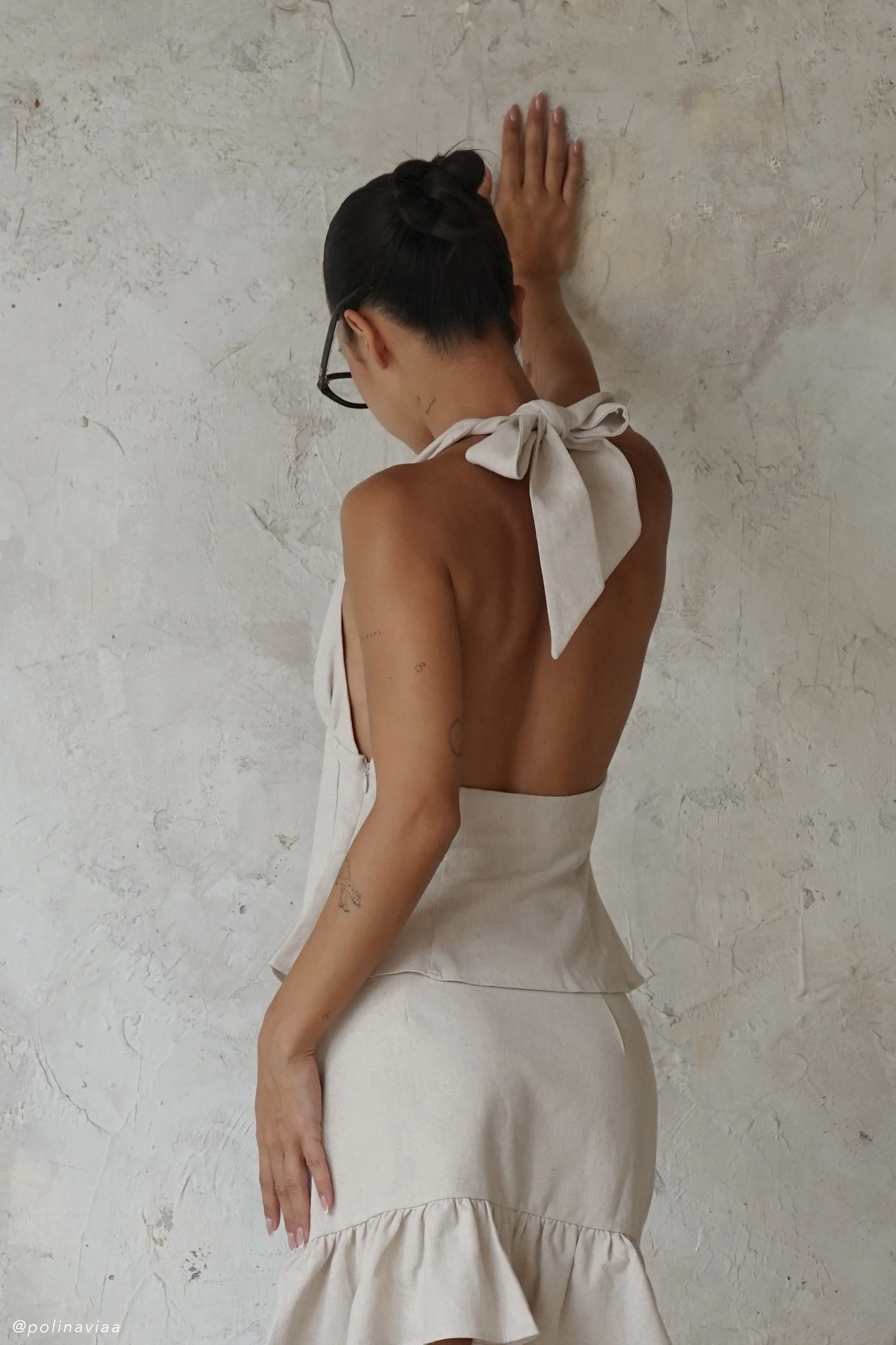 Delfina Linen Halter Top - Natural Sport Hoodie