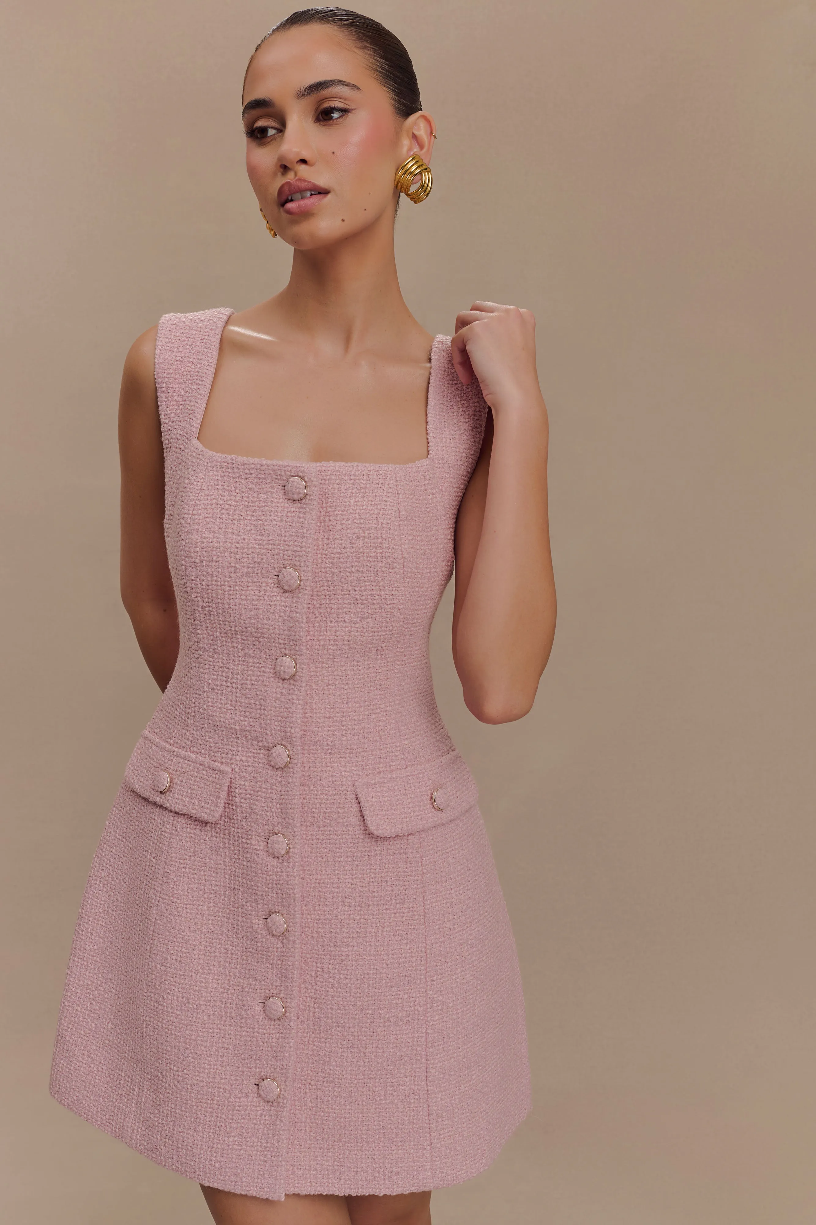 Soft cotton dress Desire Boucle Mini Dress - Powder Pink