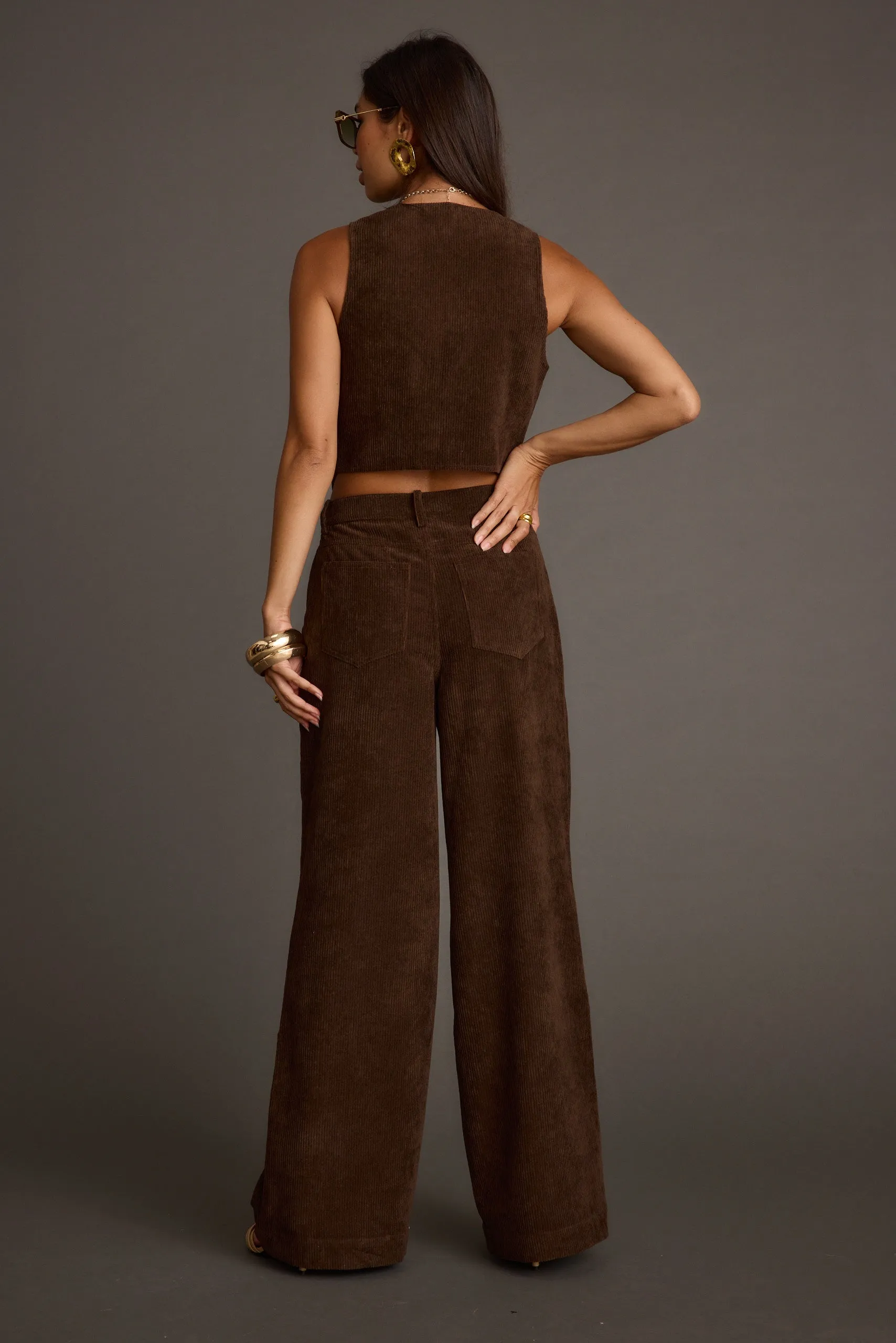 StretchComfort Diane Brown Corduroy Vest