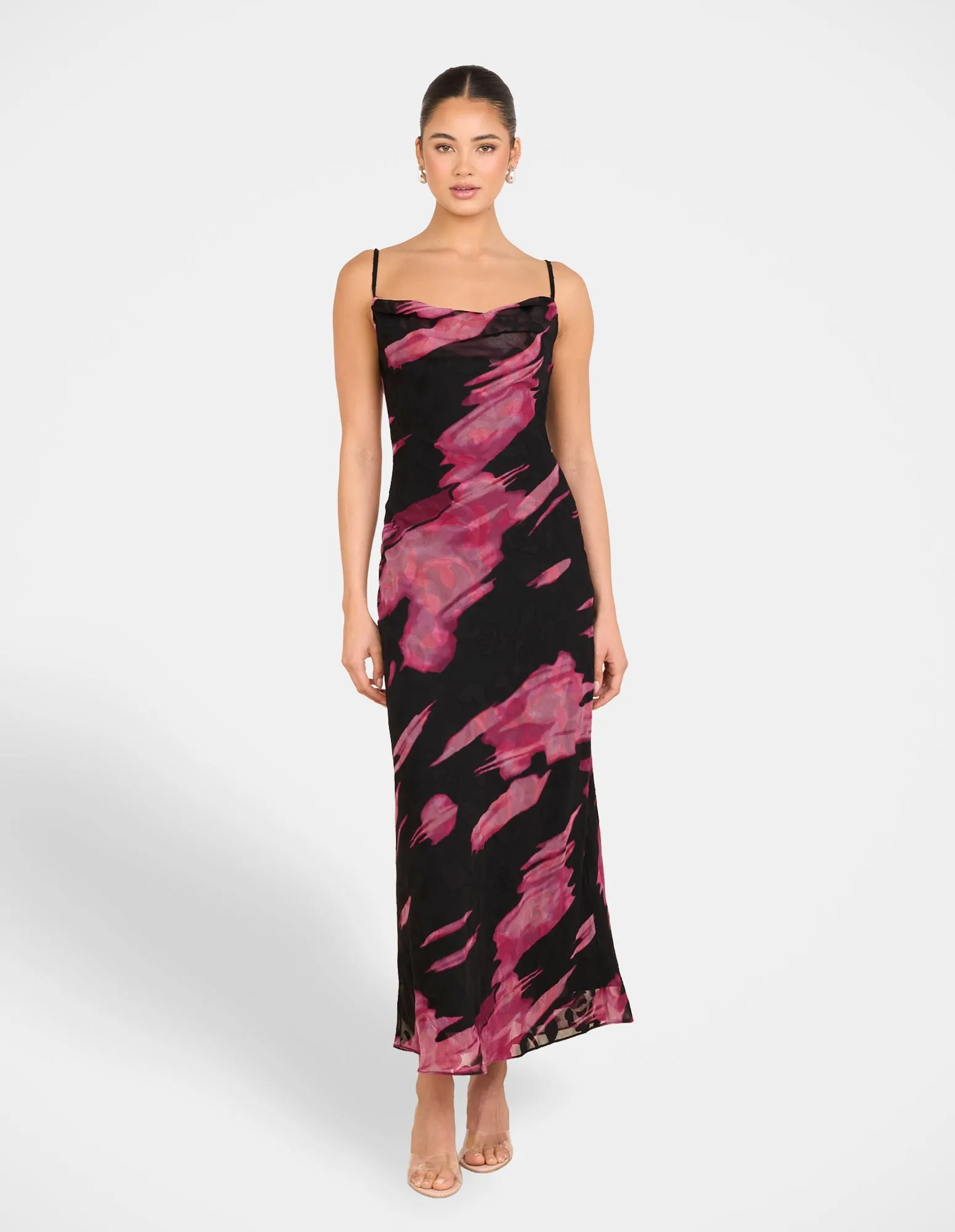 Fitted Shape Diaz Cowl Neck Maxi Dress