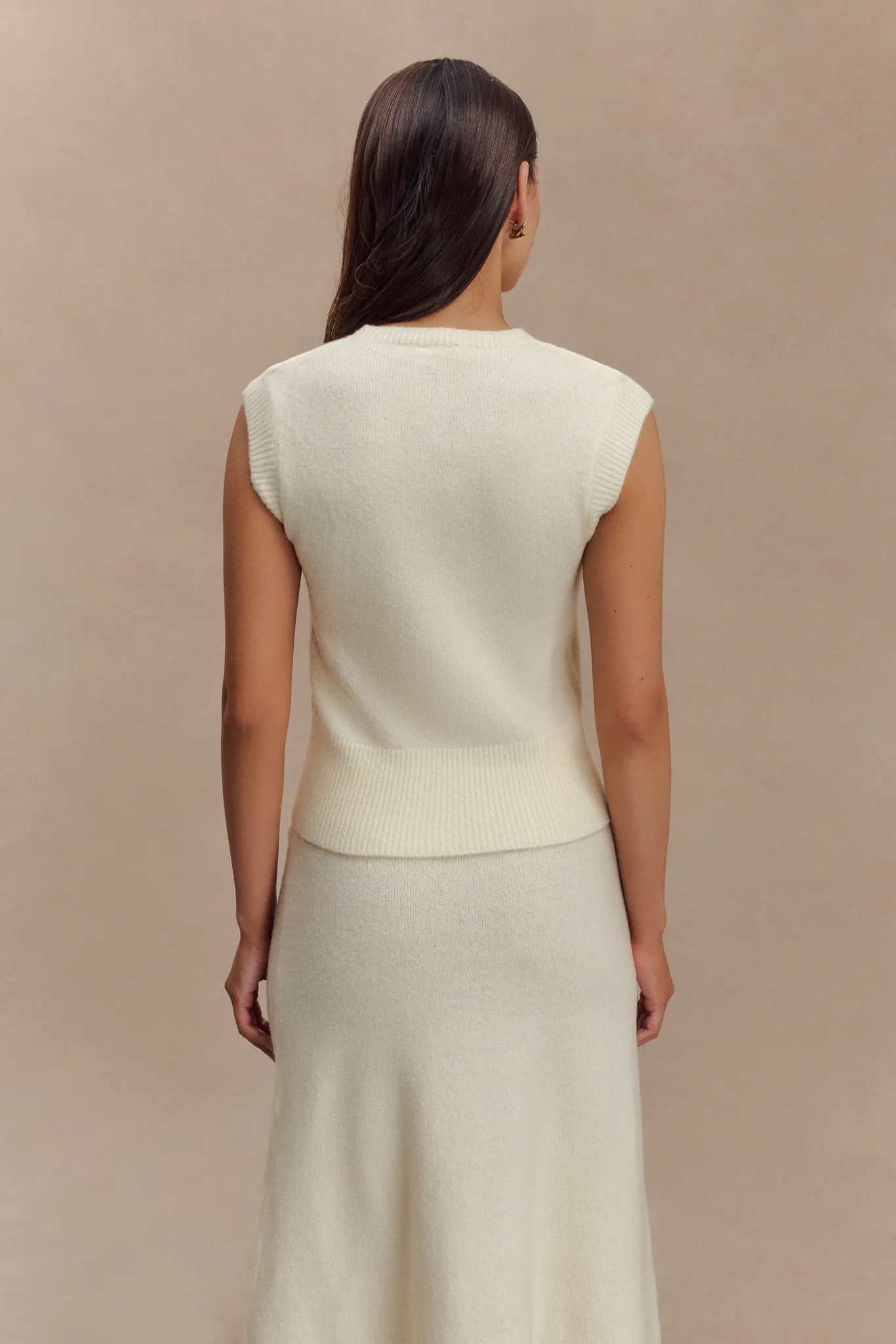DurableZipper Dionne Sleeveless Knit Vest - Ivory Marle