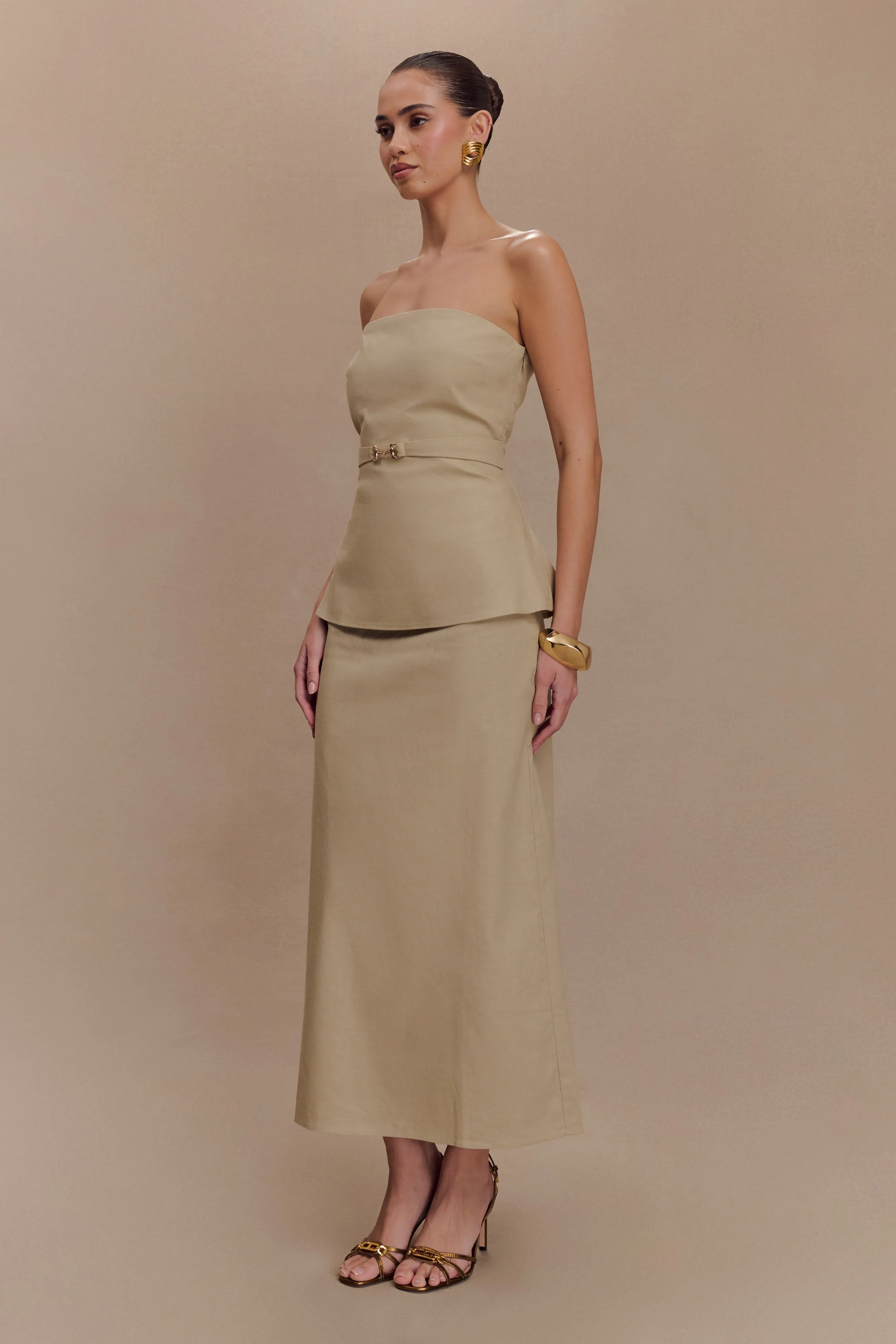 Dora Strapless Linen Top - Natural ZeroWastePattern Adaptive Fit Technology