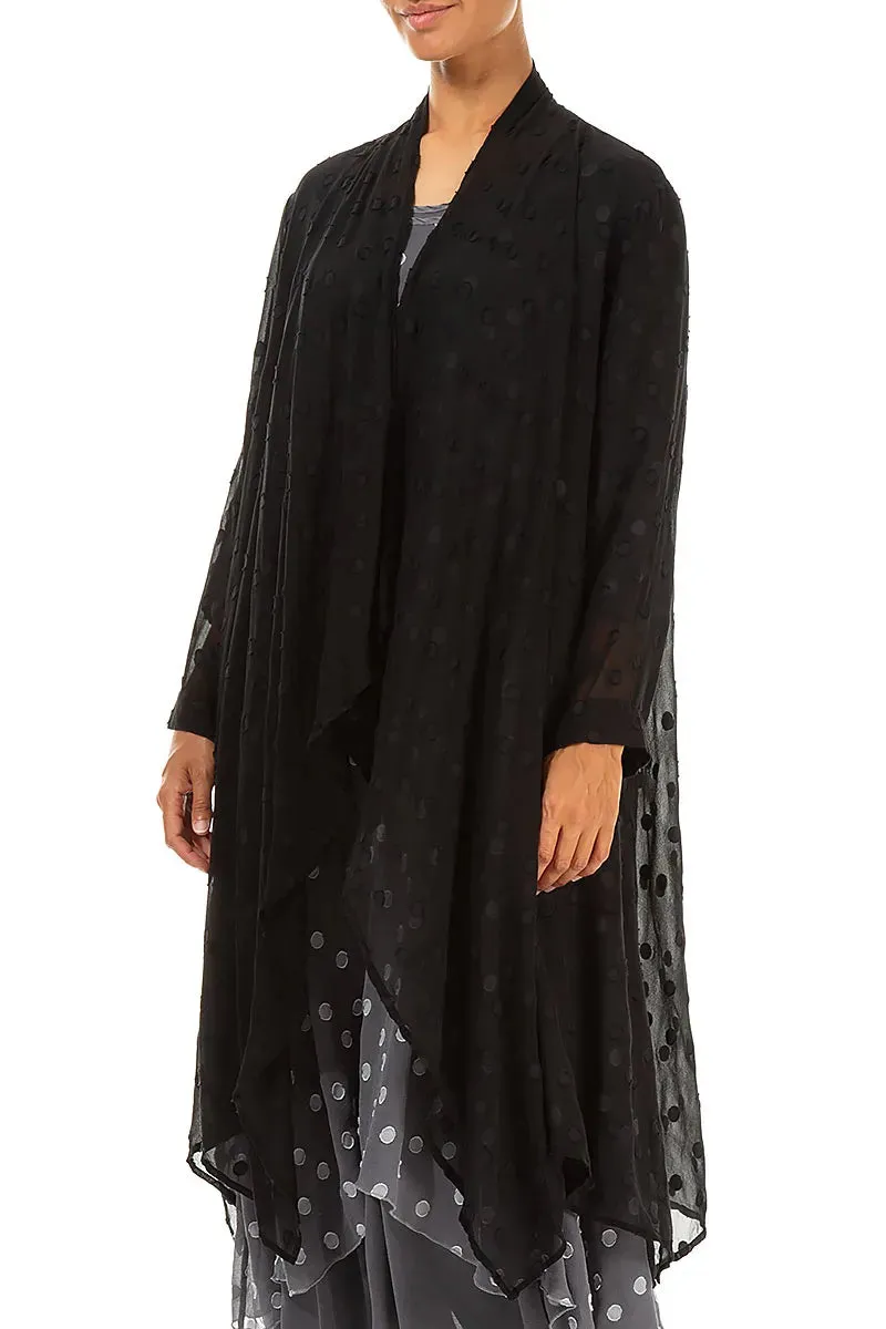 Dotty Open Black Silk Waterfall Jacket Active Urban Layer Softshell Coating