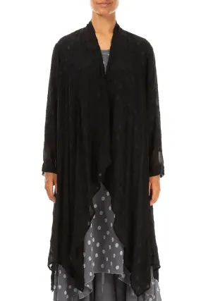 Logo Free Style Dotty Open Black Silk Waterfall Jacket