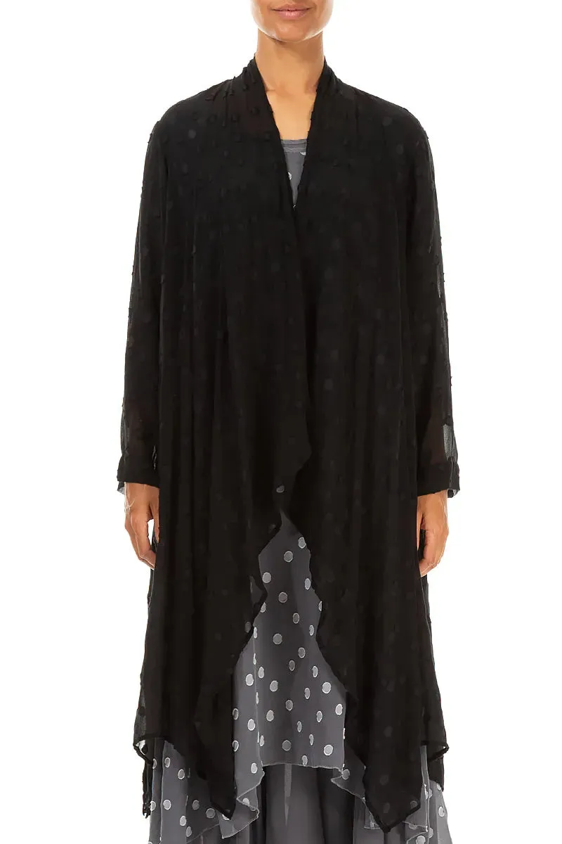 Logo Free Style Dotty Open Black Silk Waterfall Jacket