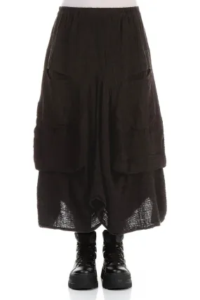Wardrobe Classic Draped Black Crinkled Silk Skirt