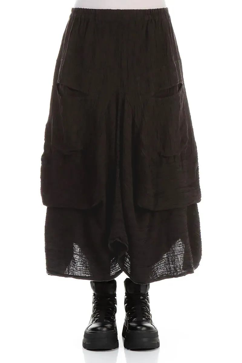 Dust Proof Fabric Comfort Waistline Draped Black Crinkled Silk Skirt