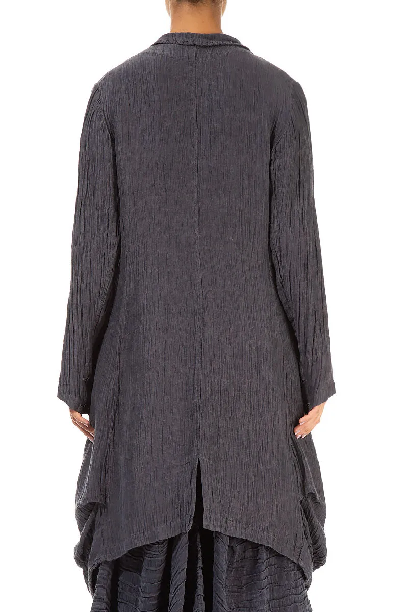 Draped Crinkled Violet Silk Jacket Seamless Technology snap closure