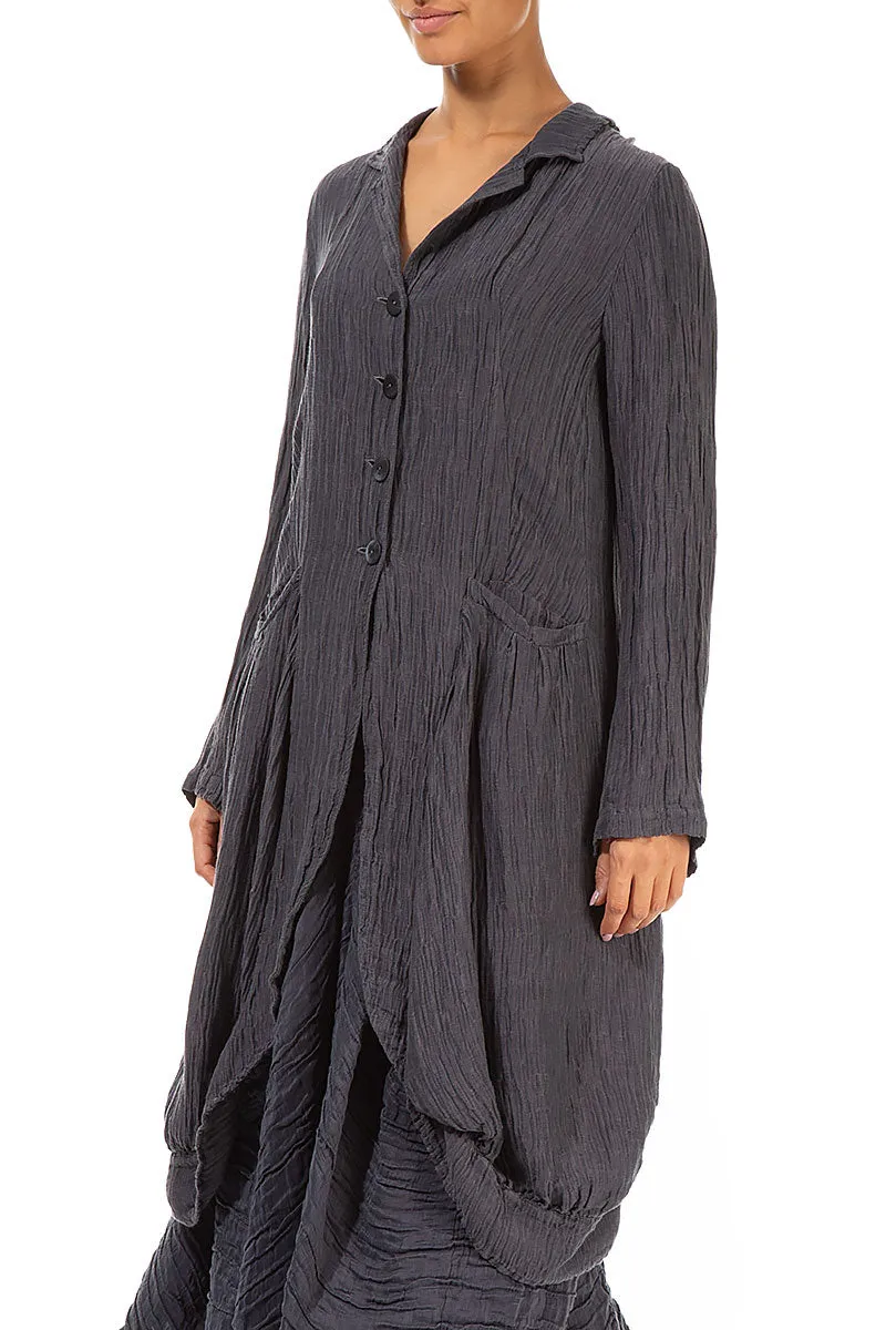 Draped Crinkled Violet Silk Jacket Reinforced Seams Tear Resistant Knit