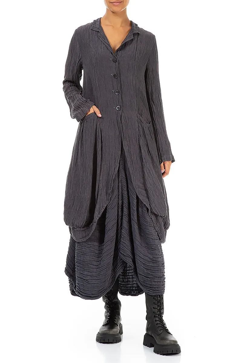 Structured Casual Fit Calm Day Fit Draped Crinkled Violet Silk Jacket