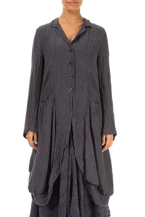 Draped Crinkled Violet Silk Jacket Abrasion Resistant Panels Frictionless Lining