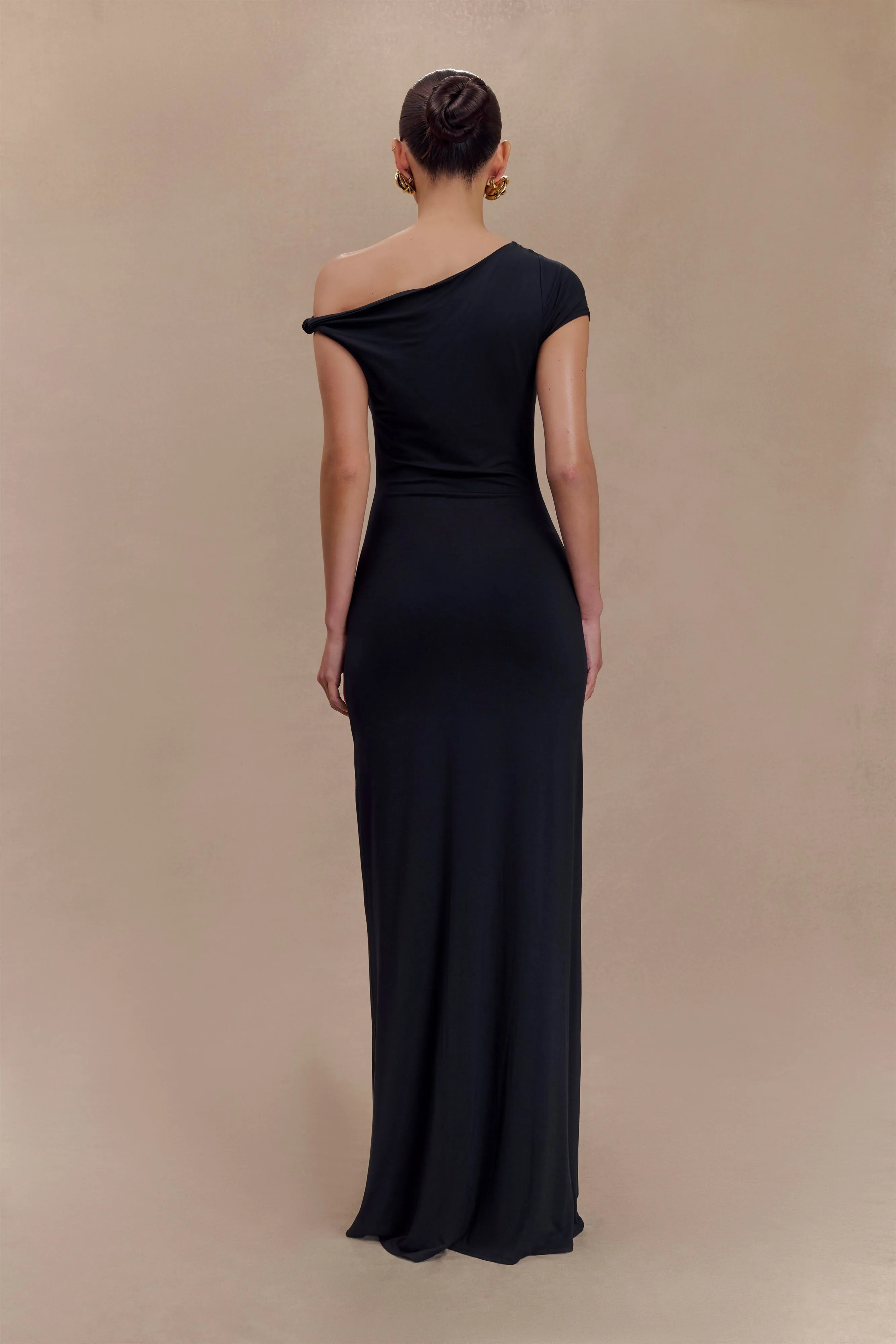 Tamsin Short Sleeve Modal Maxi Dress - Black Classic Comfort