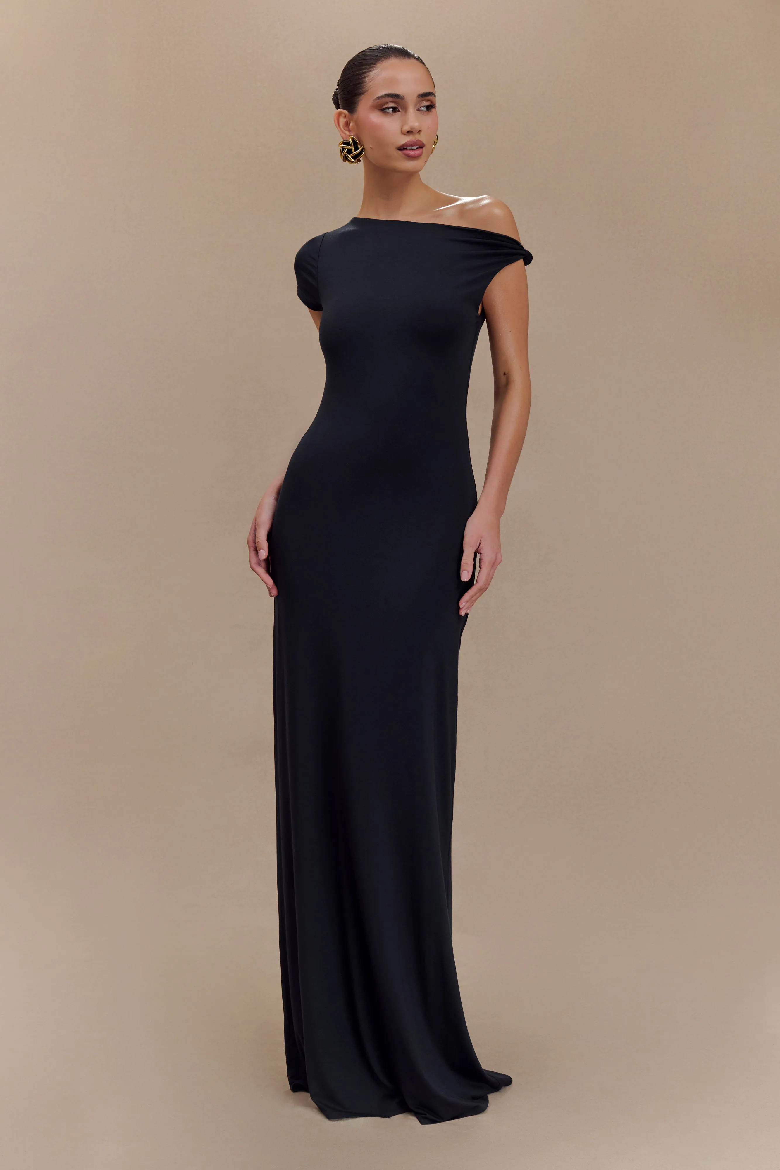 Tamsin Short Sleeve Modal Maxi Dress - Black Edgy Layers