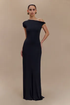 ReversibleStyle Elastic-Cuff Tamsin Short Sleeve Modal Maxi Dress - Black