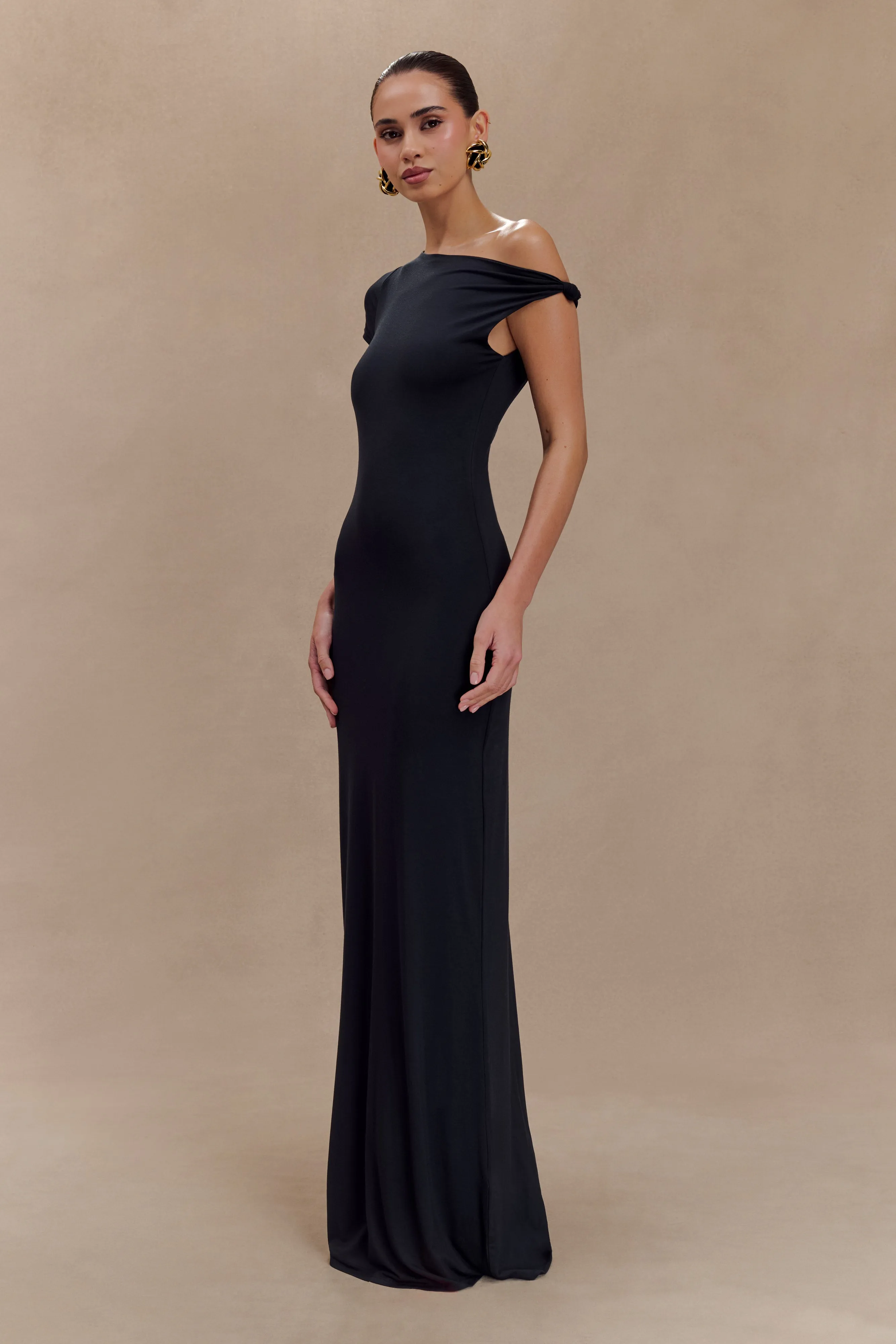 Tamsin Short Sleeve Modal Maxi Dress - Black DurableStitching