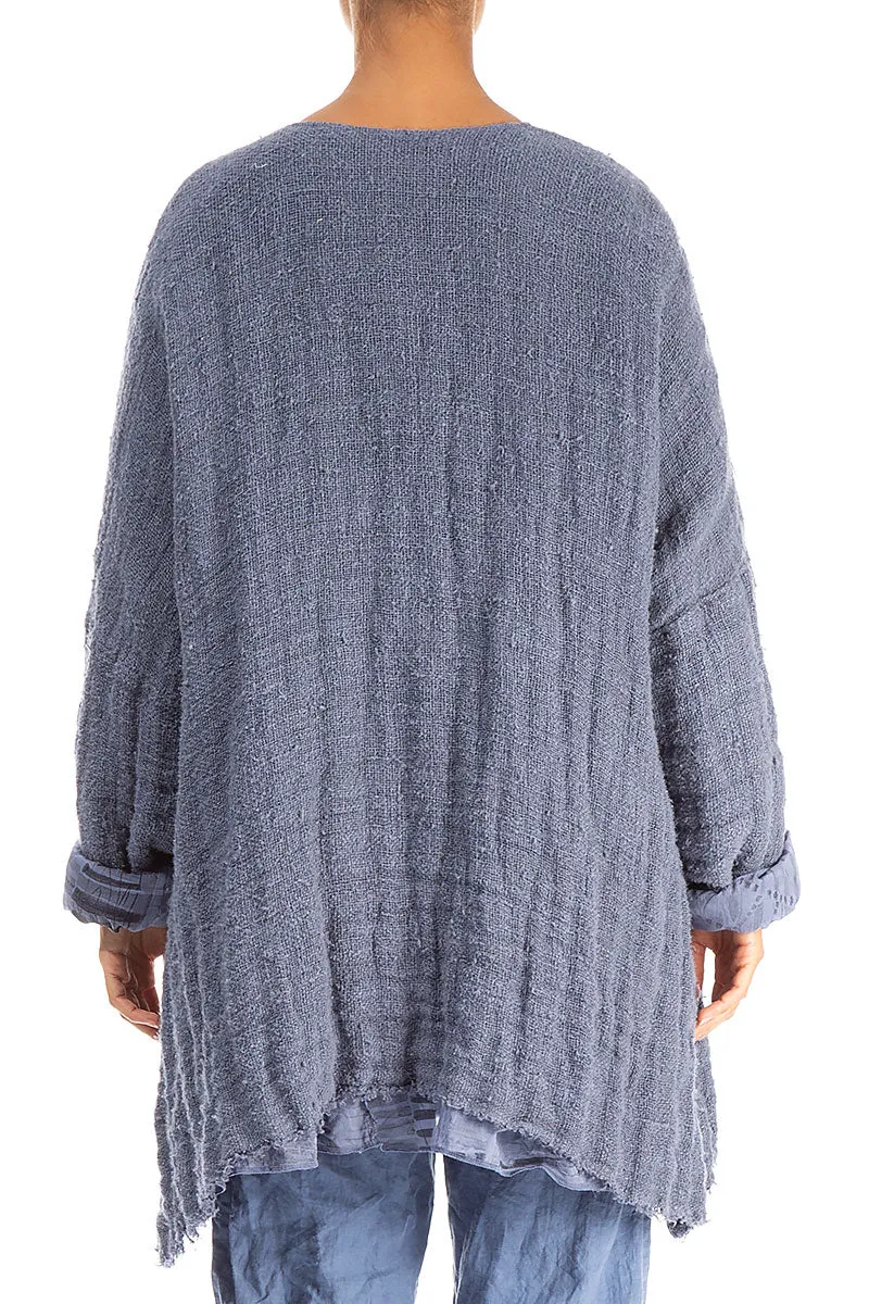 Dropped Edge Blue Nova Lined Handwoven Linen Jacket Quick Dry Fabric EasyClean Coating