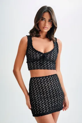 Morgan Mesh And Lace Sleeveless Top - Black Stretch waistband Tagless Labeling