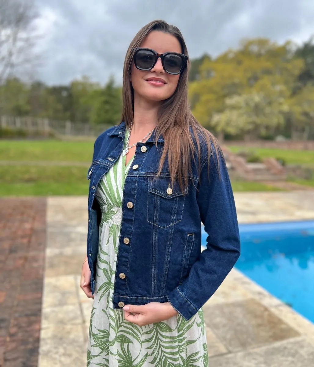 Indigo Classic Denim Jacket Quick Release Buckle Weekend Outing Wear