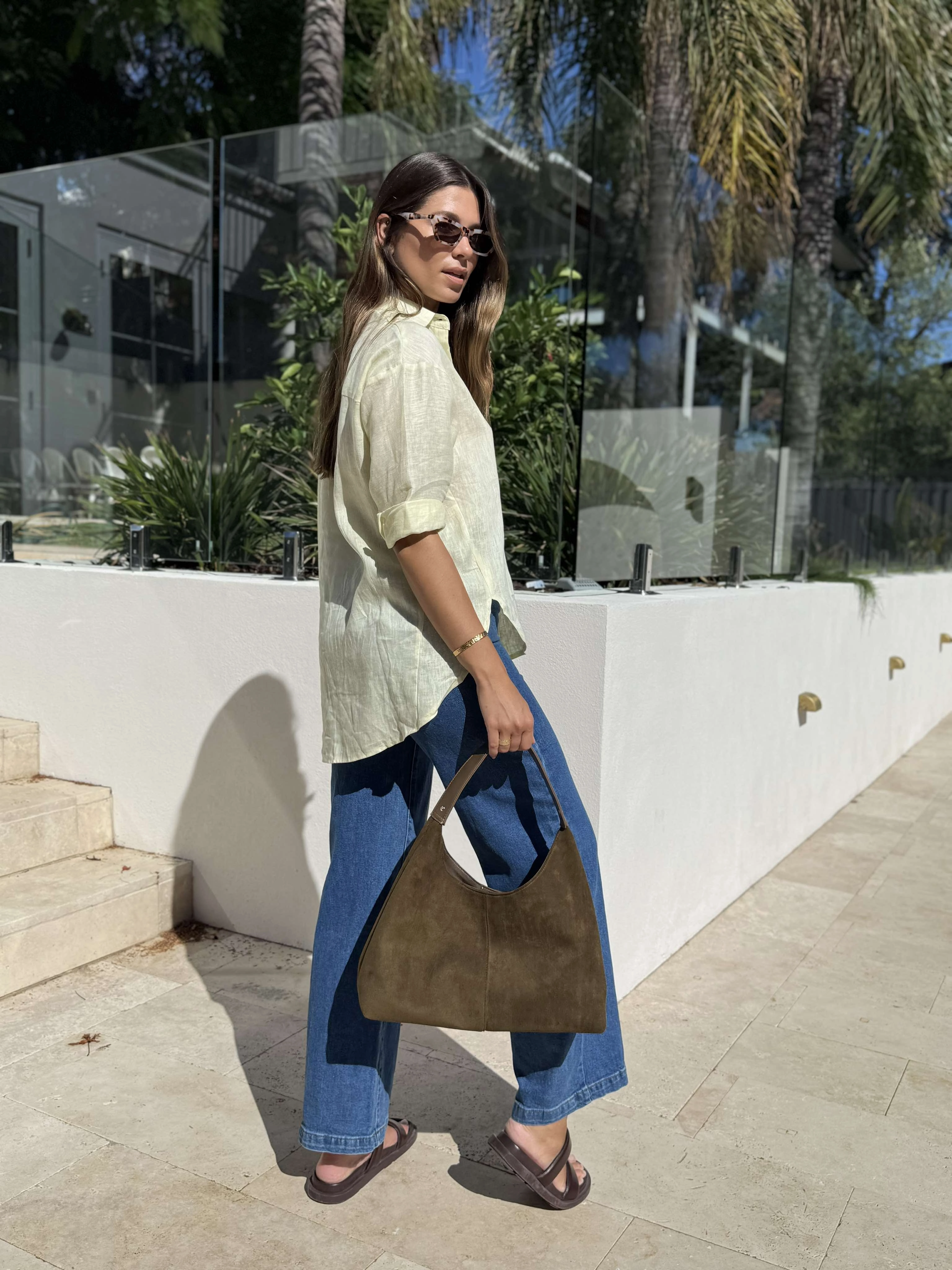 Double Needle Stitching Anti Odor Treatment SHAE BOYFRIEND SHIRT - BUTTER